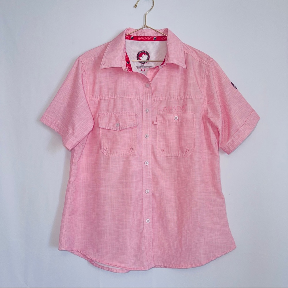Canada Weather Gear Short-Sleeve Button-Down Shirt in Light Pink 💖